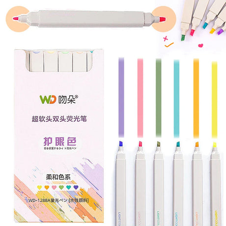 Highlighters Pastel Pen Set Colored Markers Colors Kawaii Cute for Kids Stationery Aesthetic Office School Supplies