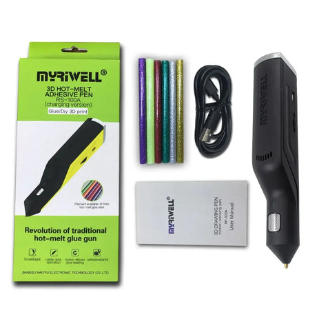 Creative Myriwell 3D Printing Pen with Hot Melt Glue Sticks - USB Powered Art Tool in 6 Vibrant Colors!