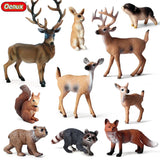 Oenux 10PCS Forest Wild Animals Model Set Deer Fox Squirrel Rabbit Action Figures Miniature Cute Cake Toppers Xmas Gift Kids Toy