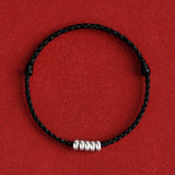 Fit 13-18cm 925 Silver Rope Bracelets Women Round Circle Beads Red Thread Line String Bracelets For Women Girls Men