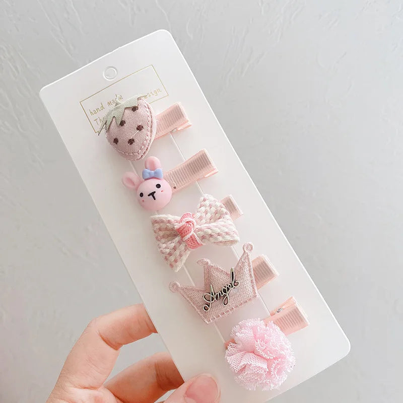 5pcs Set Cute Baby Girls Hairpins Bow Flower Korean Hairpin for Children Baby Hair Clips Mini Soft Kids Accessories In Girls