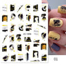 Purple Marble Nails Stickers Smoke Design Manicure Decals Golden Wave Lines Nail Slider Blooming Ink Sticker