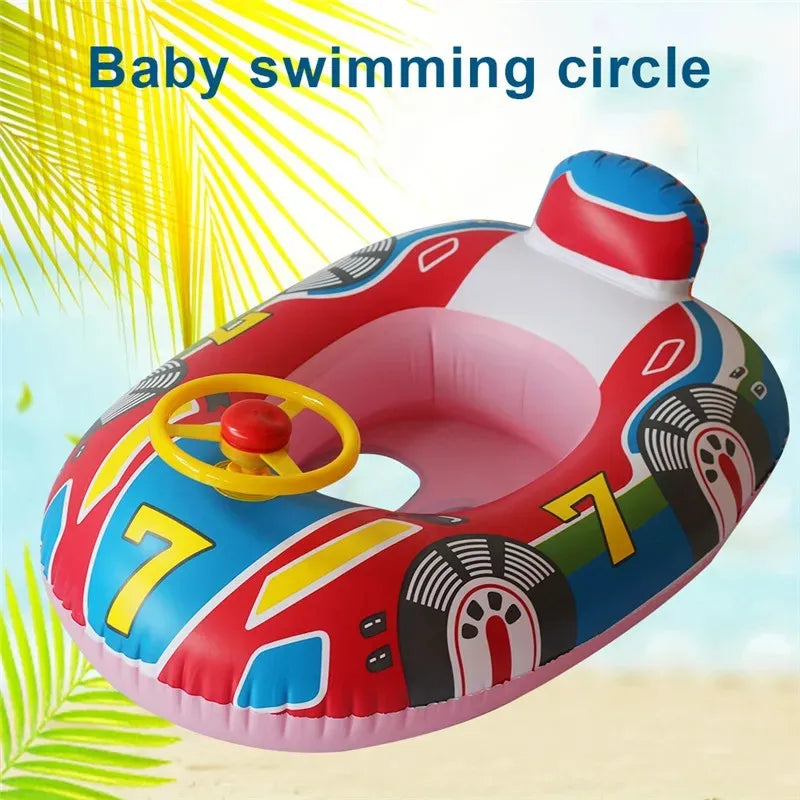 Inflatable Baby Toys Swim Ring Floating Seat Outdoor Swimming Pool Sun Shade Toddler Swim Circle Beach Water Toys for Children