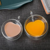 Heart Love Shape Glass Coffee Mug Cup Double Wall Drinking Tea Milk Juice Water Glasses Heat Resistant Drinkware Set Lover Gift