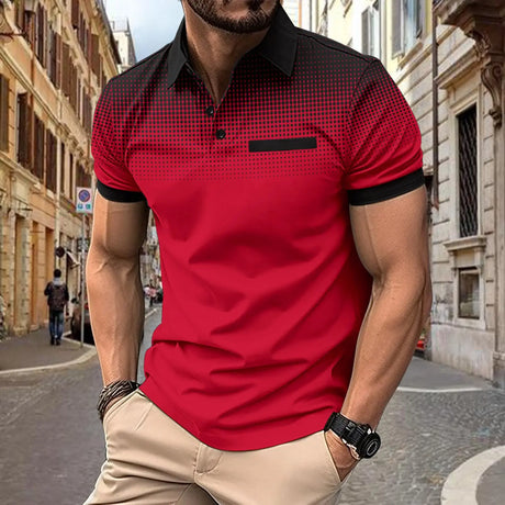 Summer Mens Lapel short-Sleeved T-shirt Contrasting Color polka dot Polo shirt sports Golf business Slim Polo shirt   S-3XL