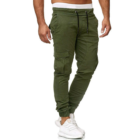 Cargo Pants Mens Multiple Pocket Sports Jogging Trousers Lightweight Hiking Spliced elastic band Outdoor Binding leg sweatpants