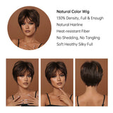 Short Pixie Cut Wig with Highlight Straight Chocolate Brown Synthetic Wig for Black Women Cosplay Daily Heat Resistant Hair Wigs