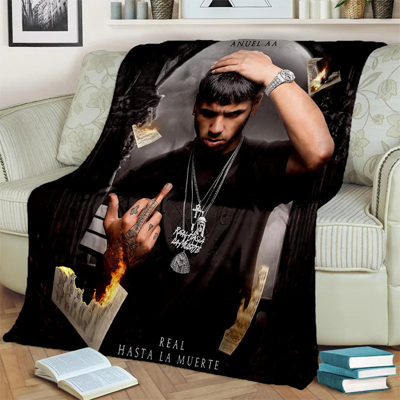 Free Anuel AA Rapper Hip Hop Singer Blanket,Soft Throw Blanket for Home Bedroom Bed Sofa Picnic Travel Office Cover Blanket Kids