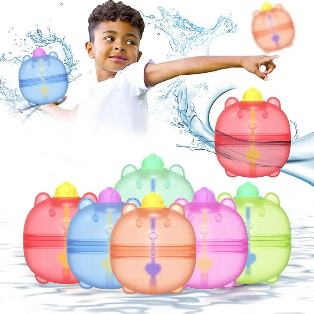 Water Balloon Toy Reusable Silicone Water Ball Refillable Bear Water Balloon Fun Outdoor Summer Activity for Kids Families