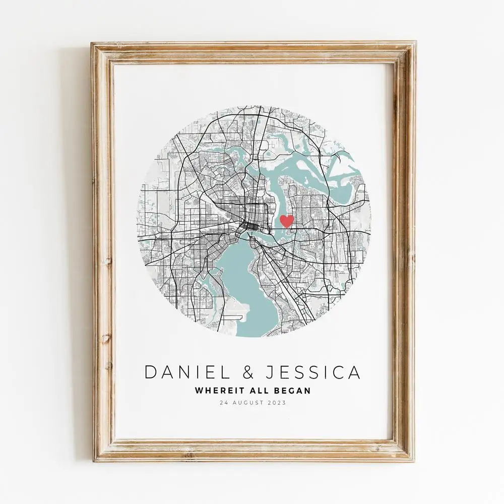 Custom Personalized Valentines Day Gift For Him Wedding City Map Wall Art Prints Canvas Painting Poster Pictures Living Room