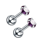 2PCS Small Ear Studs Earrings Cartilage Earrings Colorful Shiny Zircon Titanium Steel Anti-allergic 16G Fashion Jewelry Women