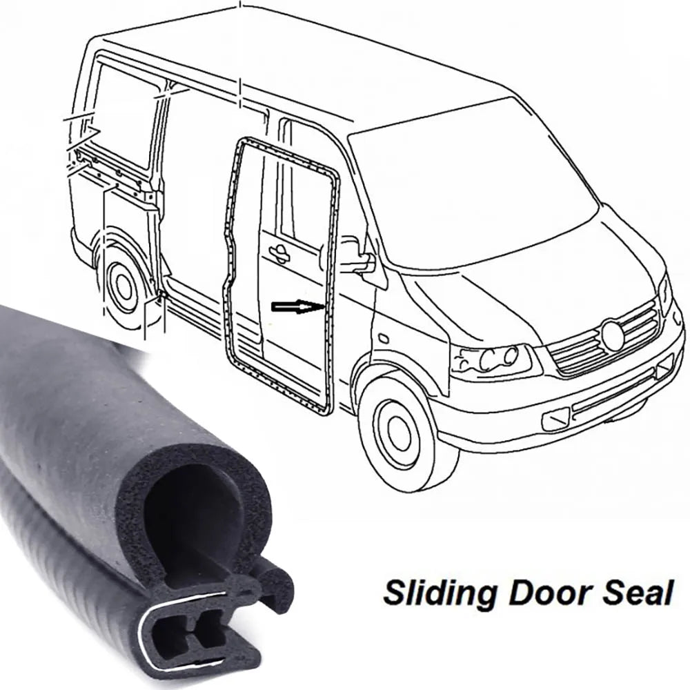 SIDE TUBE SEAL Front Sliding Door Bonnet For VW T4 T5 T5.1 T6 Transporter Multivan Caravelle Rubber FINNED Car EDGE TRIM Strips