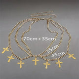 Punk Hip-Hop Style Simple Multi-Layer Body Chain Retro Temperament Alloy Cross Pendant Waist Chain