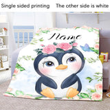 Custom Name Blanket Kawaii Baby Girl Boy Kids Personalized Blankets Cartoon Animal Cute Soft Flannel Throw Blanket Birthday Gift