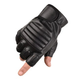 Men Half Finger Black Washable PU Leather Tactical Gym Fighting Glove Army Military Climbing Sport Fitness Cycling Mitten