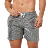 Shiny Drawstring Track Pants Print Beach Pants Sequin Men's Gym Shorts with Drawstring Elastic Waist Soft Breathable for Fitness