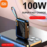 Xiaomi Power Bank 100W Fast Charging Built-in Cord Portable Power Bank 30000mAh Large Capacity External Battery Free Shipping