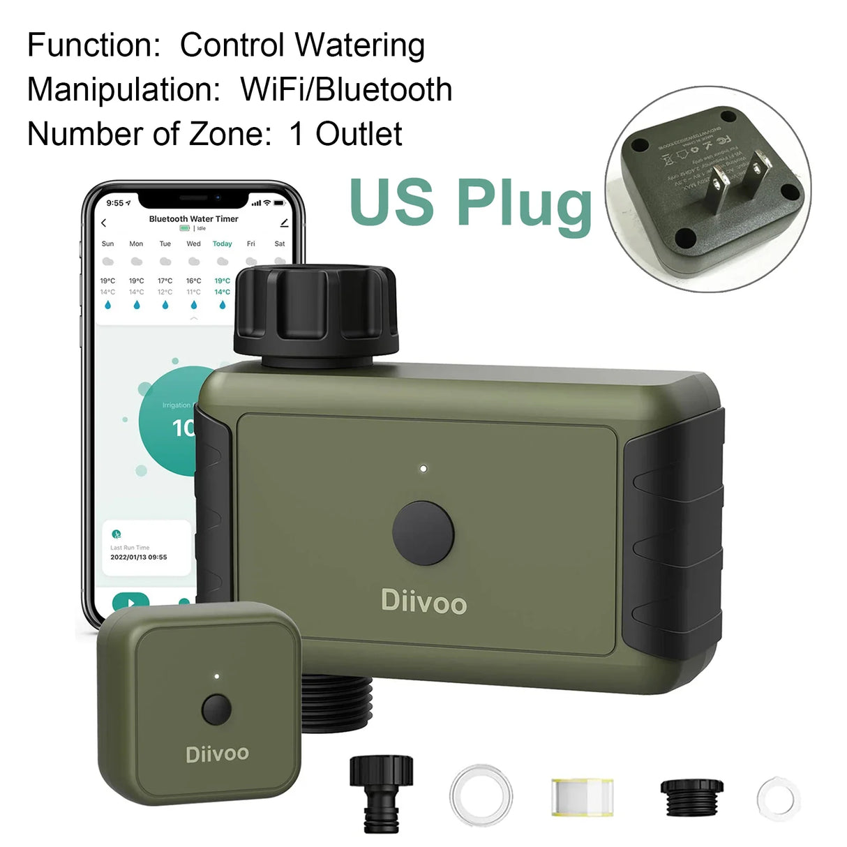 Diivoo 1/2/3 Zone Garden Watering Timer Wifi Automatic Drip Irrigation Controller Water Valve Garden Automatic Watering System