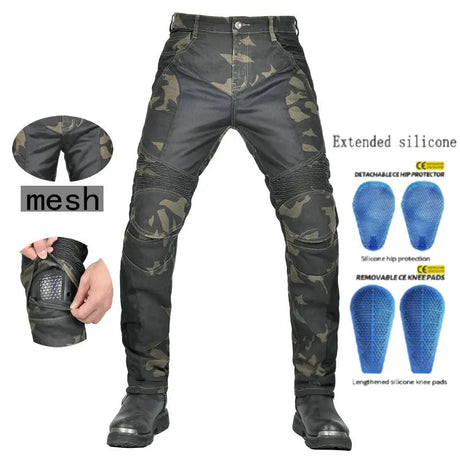 Loong Biker Motorcycle Riding Pants Summer Motocross Super Fit Slim Protection Jeans Mesh Breathable Casual Camouflage Trousers