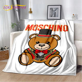 HD Cartoon Moschino Toy Bear 3D Blanket,Soft Throw Blanket for Home Bedroom Bed Sofa Picnic Travel Office Rest Cover Blanket Kid