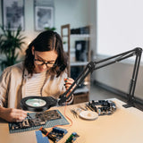 NEWACALOX 10X/5X Magnifier 5 Colors Illuminated Magnifying Glass Touch Control Table Lamp for Soldering Close Work RepairingTool