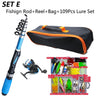 Fishing Rod Full Kits 1.2M Telescopic Sea Spinning Reel Baits Lure Set Travel Fishing Gear Accessories Bag Beginner 6 Options