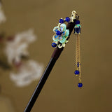 Chinese Hanfu Hair Stick Forks For Women Flower Tassel Hairpin Chopsticks Fairy Pearl Crystal Headpiece Girls Party Hair Jewelry