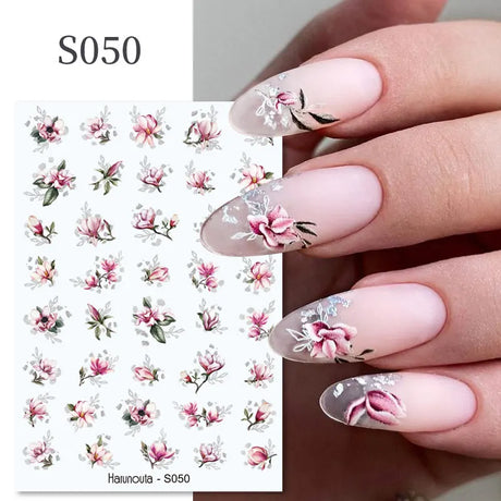 3D Silver Frame Nail Sticker Silver Bronzing Stripe Lines Sliders For Nails Tribal Pattern Decals Marble Blooming Nail Tattoos