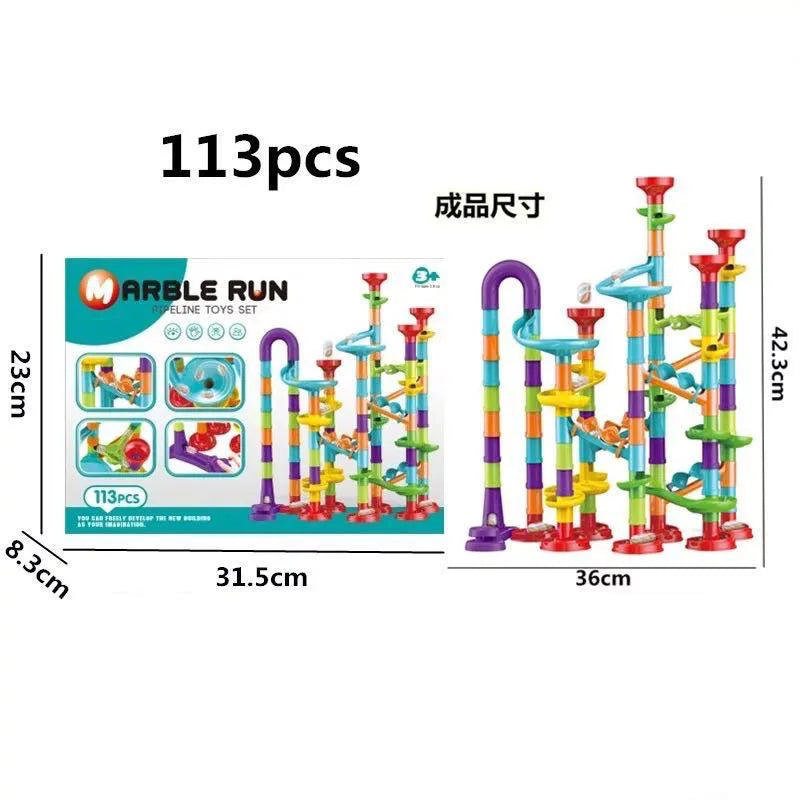 Marble Run Race Track Building Blocks Kids 3D Maze Ball Roll Toy DIY Marble Run Race Coaster SetChristmas Gift