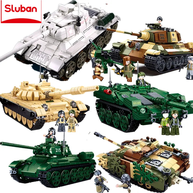 Military Challenger Leopard Panther Heavy Main Battle Tank Soldier Building Blocks Plastic Model Bricks Army Toys for Children