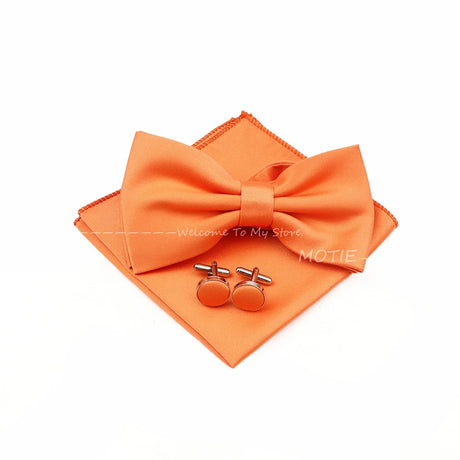 New Colorful Bowties Handkerchiefs Cufflinks Set Polyester Brooches For Men's Business Wedding Party Suit Dress Accessories Gift