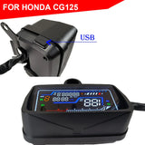 LCD Display Motorcycle Speedometer with Clock Digital Gauge Instrument Digital Odometer Tachometer USB Charging for CG125-CG150