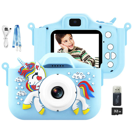 Kids Camera Toys Cute Horse Unicorn 32MP1080P HD Digital Camera for Toddler Kid Christmas Birthday Festival Children Gift