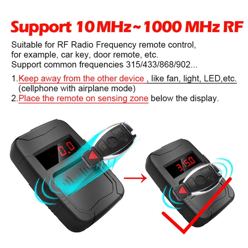 WOYO 10-1000MHZ Remote Control Tester All Car Key Frequence Tester, IR RF Remote Detector Inspection Tool, 315,433,868,902 MHZ