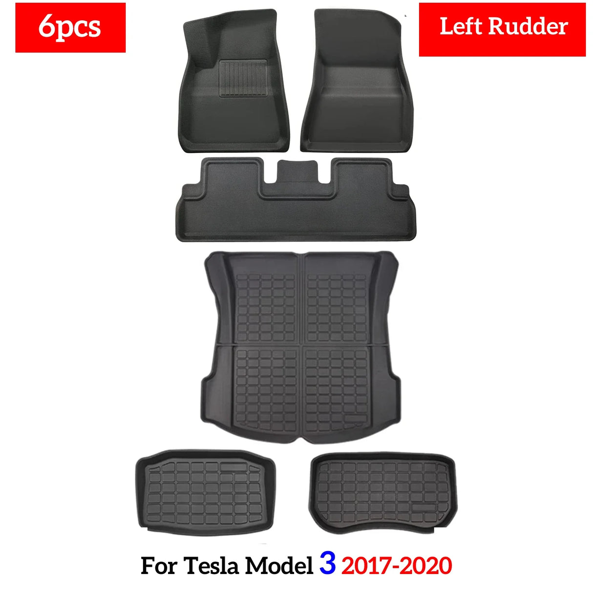 Fits Tesla Model 3 Model Y Floor Mat Luggage Mat Left Hand Drive 2017-2023 Left Right Rudder 4 Seasons Waterproof 3D Floor Liner