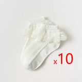 10 Pairs/lot Baby Girls Kids Lace Ruffle Socks Princess Mesh Children Ankle Short Breathable Cotton Socks For Girls