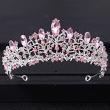 Pink Crystal Tiaras And Crowns Rhinestone Prom Diadem Crown For Women Bridal Wedding Hair Accessories Jewelry Crown Tiara Gift