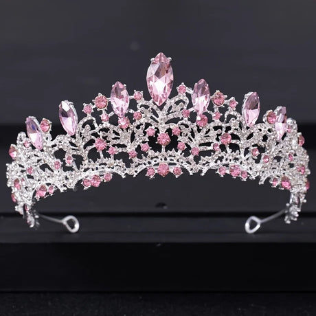 Pink Crystal Tiaras And Crowns Rhinestone Prom Diadem Crown For Women Bridal Wedding Hair Accessories Jewelry Crown Tiara Gift