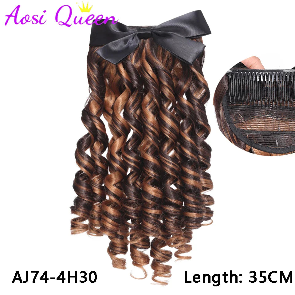 AS  Synthetic Retro Ponytail with Comb Europen Princess Curly Puff Ponytail Clip in Hair Tail Natural False Hair Extension