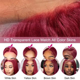 13x6 Straight Hd Transparent Lace Front Wigs  99J Burgundy Human Hair Brazilian 13x4 Straight Wigs For Women Lace Front Wigs