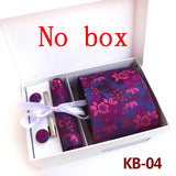 Luxury Tie Set Gift Box For Men Wedding Jacquard Necktie Square Clip Cufflinks Handkerchief Brezo Pour Teal Tie