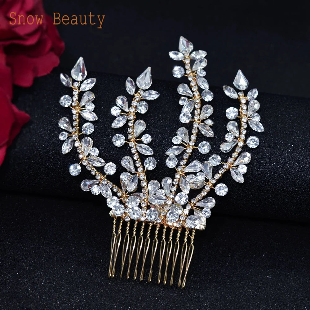 A409 Luxury Wedding Comb Rhinestone Headwear Bride Hair Jewelry Vintage Bridesmaid Hair Clips Bridal Tiara Women Headpieces