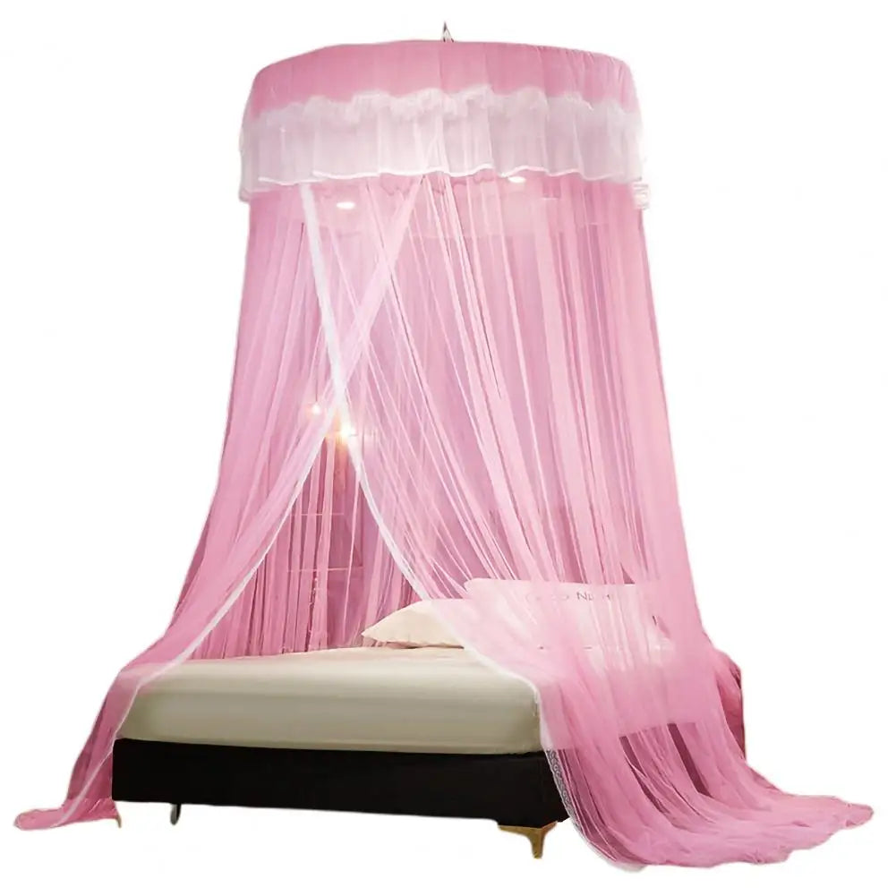 Breathable Hanging Mosquito Net Top Hook Lace Bed Canopy Encrypted Mesh Round Dome Court Style Crib Canopy Bedroom Decoration