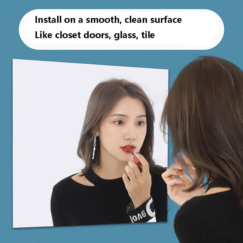 Flexible Art Mirrors Mirror Wall Stickers Flexible Thicken Art Mirrors Acrylic Wall Decorations for Kitchen  Bathroom Wall Decot