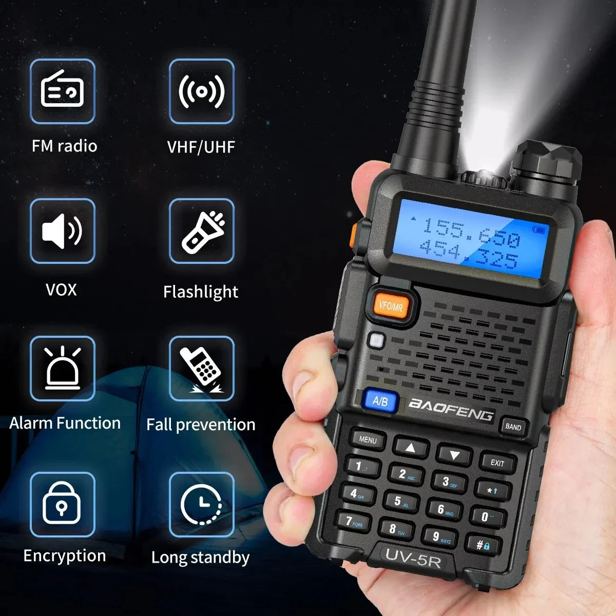 Baofeng UV 5R Walkie Talkie True 8W Portable Ham CB Radio Dual Band VHF UHF FM Transceiver Two Way Hunting Radios UV82 UV9R Plus