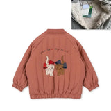 2024 INS KS Baby Boys Cartoon Cotton Outwear Kids Winter Clothes Toddler Girl Lambswool Jacket Embroidery Coat Flight Suit