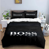 H-Hugo Boss Logo Print Bedding Sets Exquisite Bed Supplies Set Duvet Cover Bed Comforter Set Bedding Set Luxury Birthday Gift