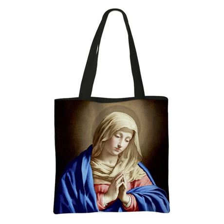 Our Lady of Guadalupe Virgin Mary Print Handbag Women Catholic Churches Canvas Shopping Bags Casual High-capacity Tote Bag Gift