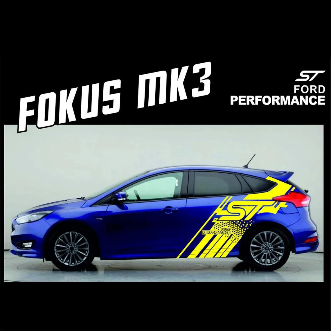 Car Stickers Car Wrap Ford Fiesta ST Ford Performance Pro Racing Decals Custom Whole Body Styling Quality Wrapping Vinyl Gunmeta