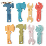 TYRY.HU 1set Silicone Teethers Tools Axe Wrench Hammer Food Grade BPA Free For Baby Teething Chew Charms Silicone Bead Toy Gift